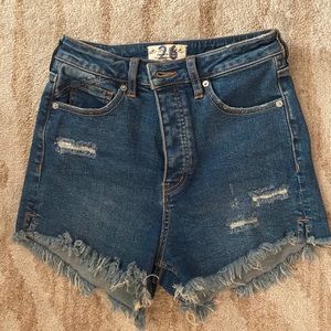 Free People High Waist Denim Shorts - Blue